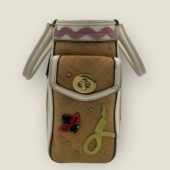 Coach Limited Edition Ladybug Leafy Crystal Woven Leather Shoulder Bag - Picture 3 of 15